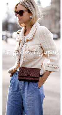 CHANEL 07A Creme Ivory Gold Chain Trim Wool Tweed Jacket 34 36 38 シャネル クリーム アイボリー ゴールド チェーン トリム ウール ツイード ジャケット 即発 - TC JAPAN
