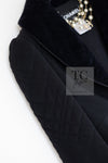 CHANEL 06PF Black Velvet Collar Matelasse Quilting Wool Coat Jacket 34 36 シャネル ブラック ベルベット 襟 マトラッセ キルティング ウール コート ジャケット 即発