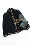 CHANEL 11PF Black Gold Gripoix Buttons Wool Jacket Skirt Suit Cameron Diaz 38 シャネル ブラック ゴールド グリポア宝石ボタン ウール ジャケット スカート スーツ キャメロン ディアス 即発