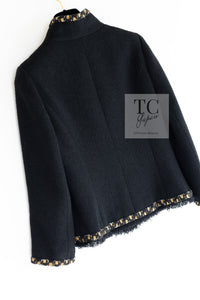 CHANEL 11PF Black Gold Gripoix Buttons Wool Jacket Skirt Suit Cameron Diaz 38 シャネル ブラック ゴールド グリポア宝石ボタン ウール ジャケット スカート スーツ キャメロン ディアス 即発