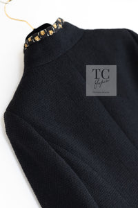 CHANEL 11PF Black Gold Gripoix Buttons Wool Jacket Skirt Suit Cameron Diaz 38 シャネル ブラック ゴールド グリポア宝石ボタン ウール ジャケット スカート スーツ キャメロン ディアス