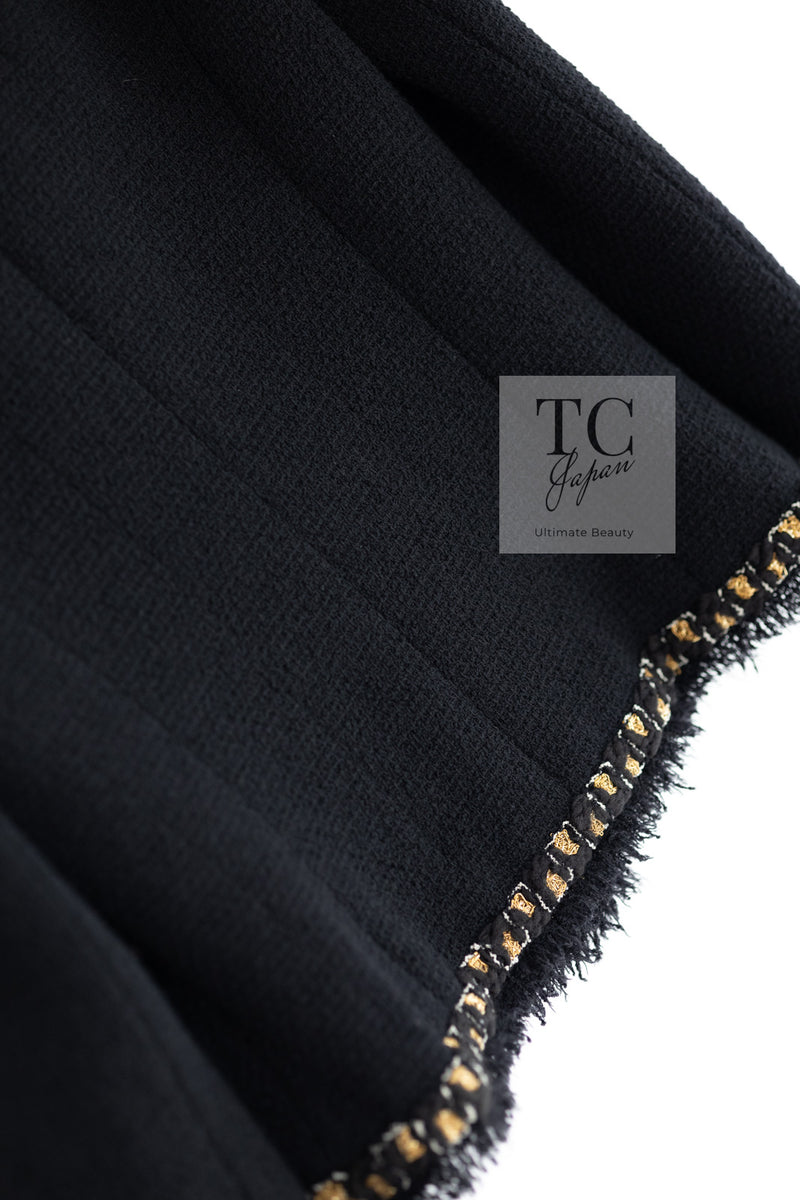 CHANEL 11PF Black Gold Gripoix Buttons Wool Jacket Skirt Suit Cameron Diaz 38 シャネル ブラック ゴールド グリポア宝石ボタン ウール ジャケット スカート スーツ キャメロン ディアス