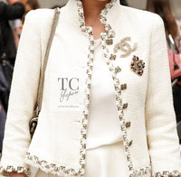 CHANEL 11PF Creme Ivory Gold Gripoix Buttons Wool Jacket Cameron Diaz 34 36 シャネル クリーム アイボリー ゴールド グリポア宝石ボタン ウール ジャケット キャメロン ディアス 即発 - TC JAPAN