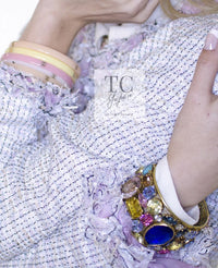 CHANEL 04S Pink Ivory Gray Fringe Cotton Tweed Jacket 42 シャネル ピンク アイボリー フリンジ コットン ツイード ジャケット 即発