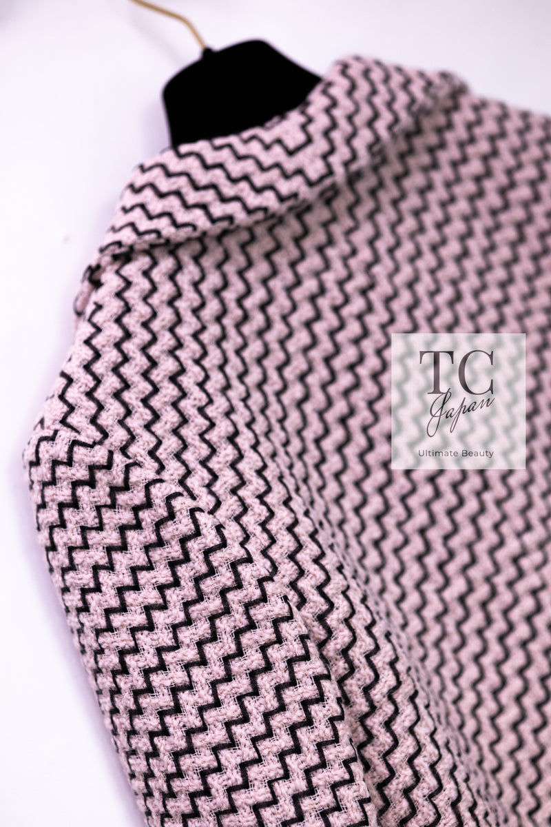 CHANEL 16PF Pink Black Trim Wool Cardigan Jacket 34 36 シャネル ピンク ブラック トリム ウール カーディガン ジャケット 即発