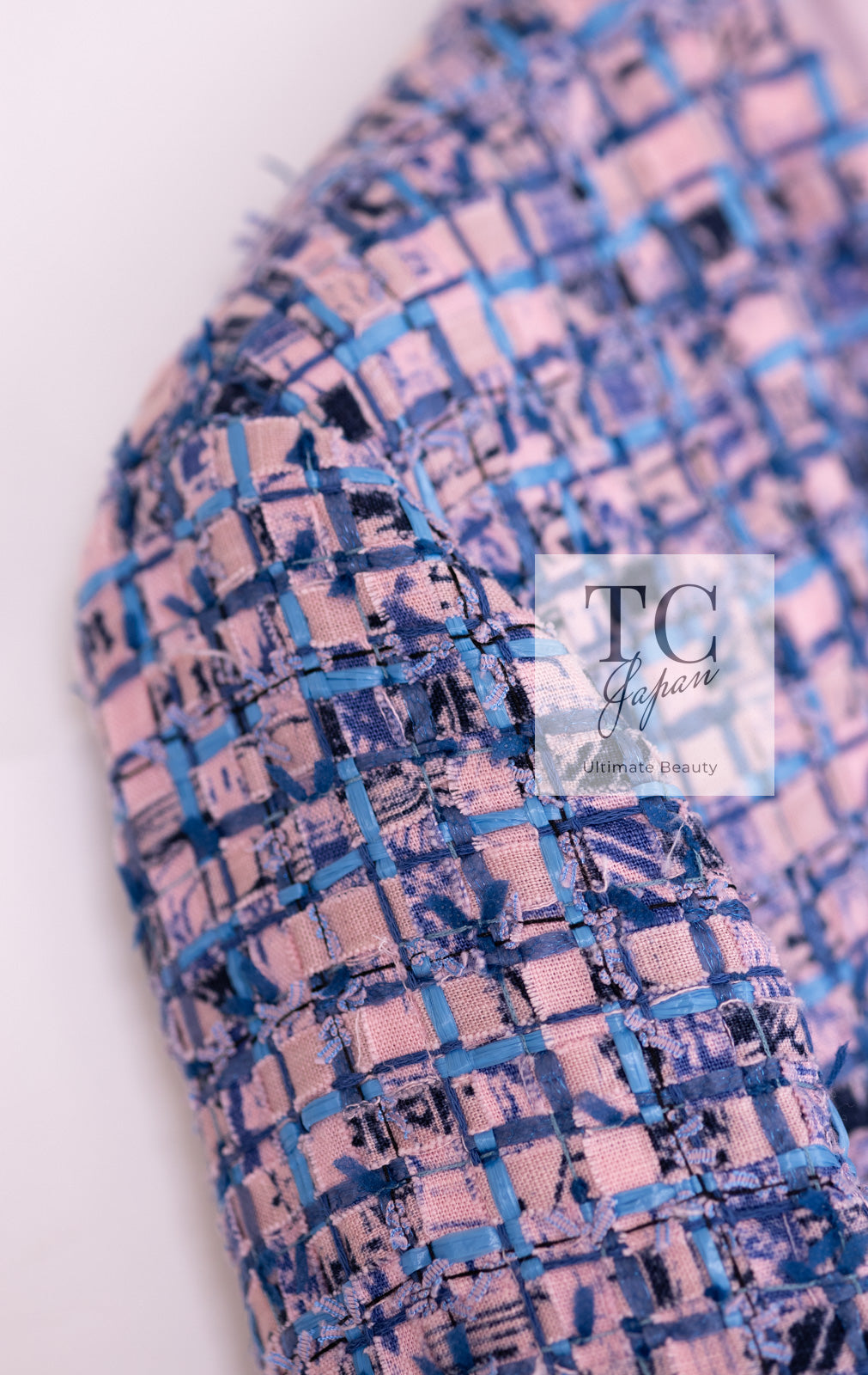 CHANEL 21PS Blue Pink Purple Lesage Tweed Jacket 40 シャネル ブルー ピンク パープル ノーカラー ルサージュ ツイード ジャケット 即発