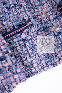 CHANEL 21PS Blue Pink Purple Lesage Tweed Jacket 40 シャネル ブルー ピンク パープル ノーカラー ルサージュ ツイード ジャケット 即発