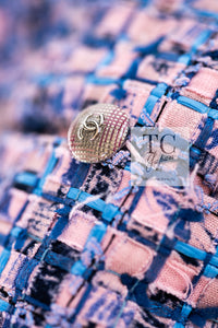 CHANEL 21PS Blue Pink Purple Lesage Tweed Jacket 40 シャネル ブルー ピンク パープル ノーカラー ルサージュ ツイード ジャケット 即発
