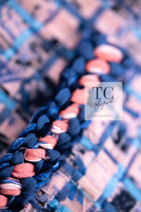 CHANEL 21PS Blue Pink Purple Lesage Tweed Jacket 40 シャネル ブルー ピンク パープル ノーカラー ルサージュ ツイード ジャケット 即発