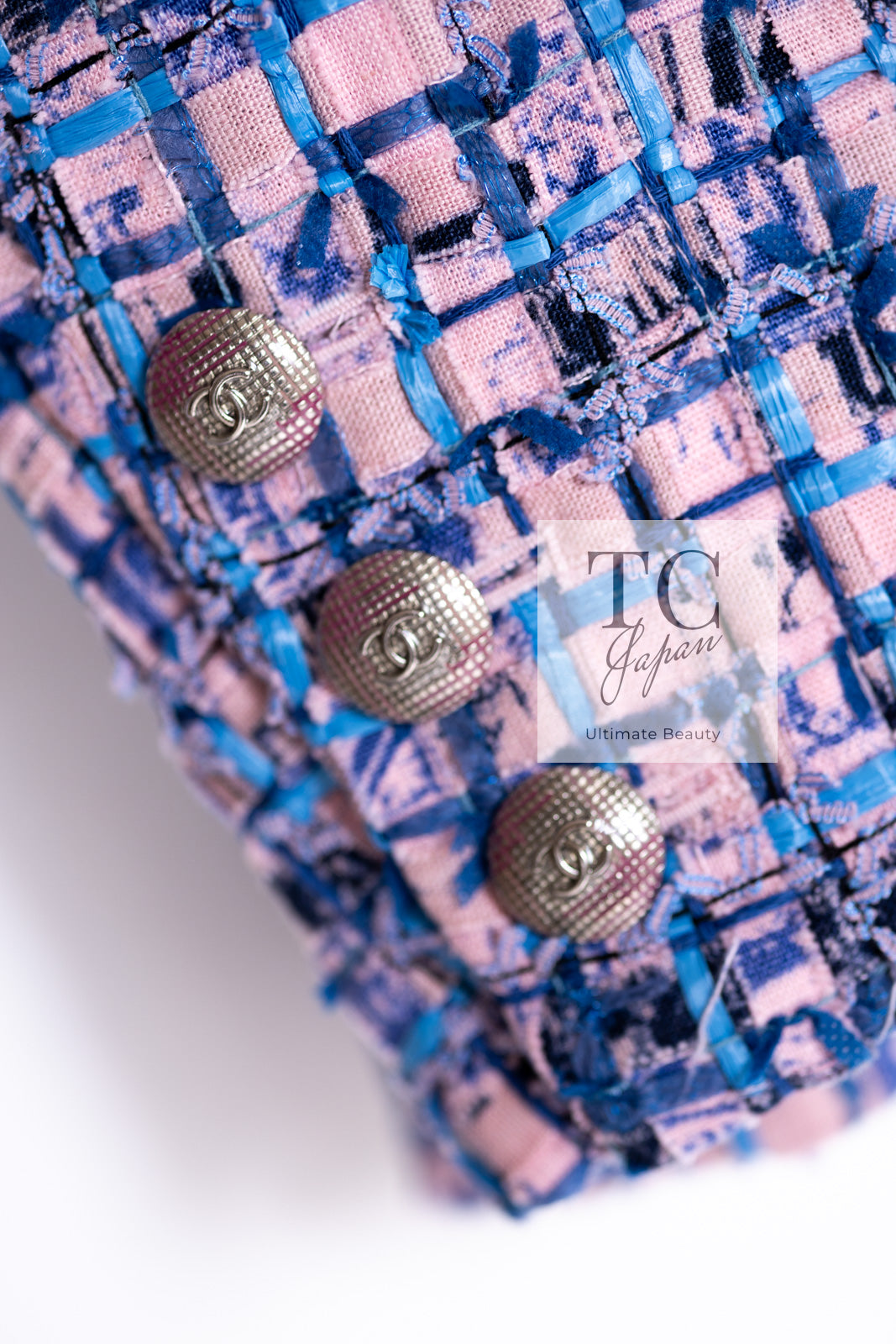 CHANEL 21PS Blue Pink Purple Lesage Tweed Jacket 40 シャネル ブルー ピンク パープル ノーカラー ルサージュ ツイード ジャケット 即発