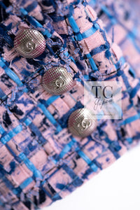 CHANEL 21PS Blue Pink Purple Lesage Tweed Jacket 40 シャネル ブルー ピンク パープル ノーカラー ルサージュ ツイード ジャケット 即発