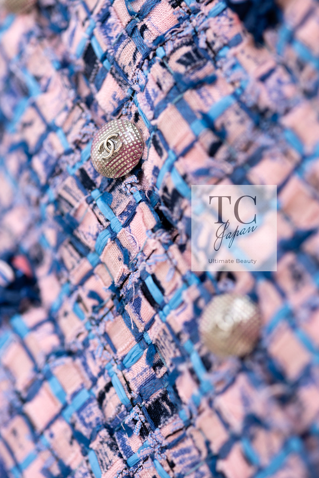 CHANEL 21PS Blue Pink Purple Lesage Tweed Jacket 40 シャネル ブルー ピンク パープル ノーカラー ルサージュ ツイード ジャケット 即発