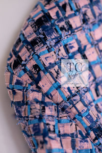 CHANEL 21PS Blue Pink Purple Lesage Tweed Jacket 40 シャネル ブルー ピンク パープル ノーカラー ルサージュ ツイード ジャケット 即発