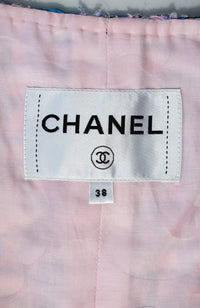CHANEL 21PS Blue Pink Purple Lesage Tweed Jacket 40 シャネル ブルー ピンク パープル ノーカラー ルサージュ ツイード ジャケット 即発