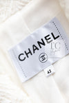 CHANEL 17PS White Ivory Lion CC Button Tweed Double Jacket 42 44 シャネル ホワイト アイボリー ライオン CC ボタン ツイード ダブル ジャケット 即発