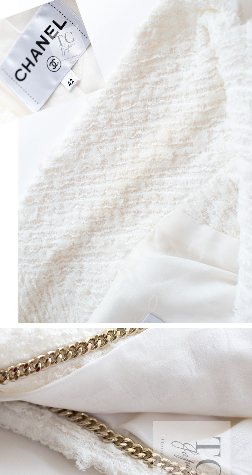 シャネル ジャケット CHANEL ホワイト アイボリー ライオン CC