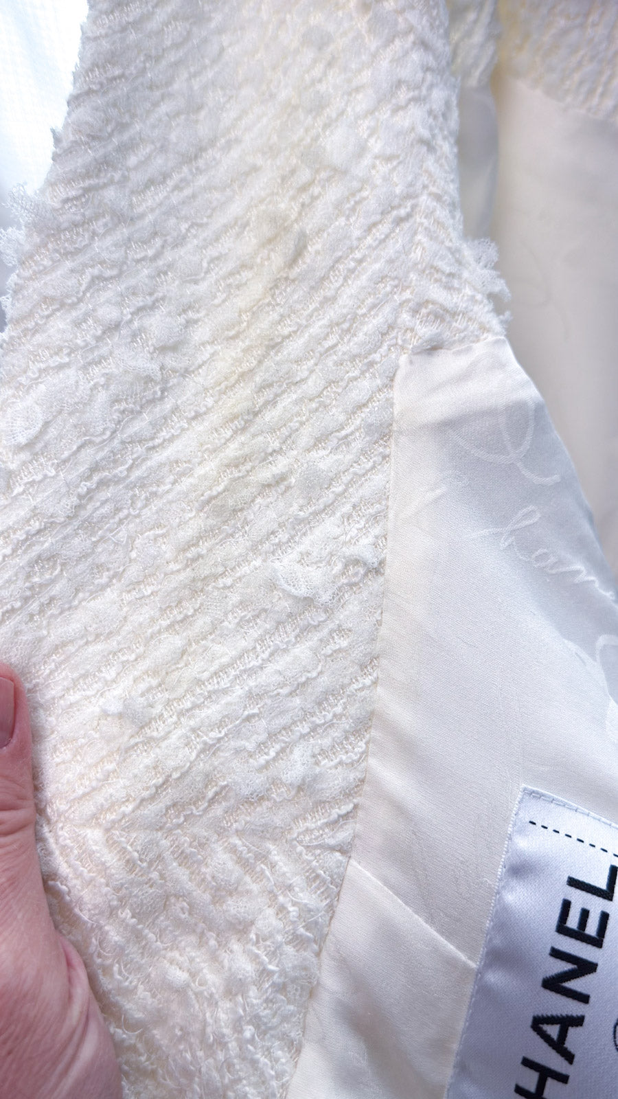 CHANEL 17PS White Ivory Lion CC Button Tweed Double Jacket 42 44 シャネル ホワイト アイボリー ライオン CC ボタン ツイード ダブル ジャケット 即発