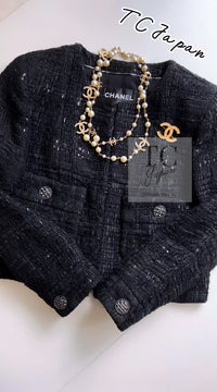 CHANEL 15C Black Dubai Lesage Collarless Tweed Jacket 36 シャネル ブラック ドバイ ルサージュ ノーカラー ツイード ジャケット 即発