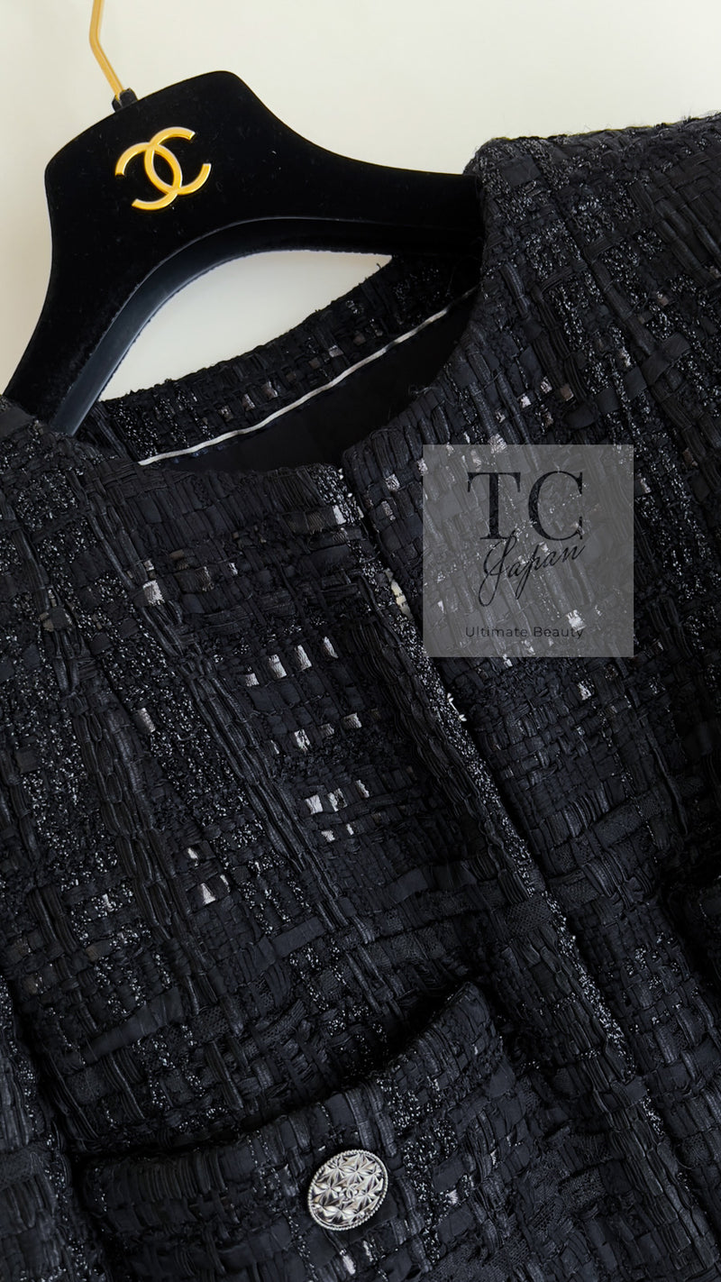 CHANEL 15C Black Dubai Lesage Collarless Tweed Jacket 36 シャネル ブラック ドバイ ルサージュ ノーカラー ツイード ジャケット 即発