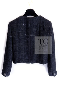 CHANEL 15C Black Dubai Lesage Collarless Tweed Jacket 36 シャネル ブラック ドバイ ルサージュ ノーカラー ツイード ジャケット 即発