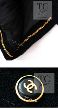 CHANEL 95A Vintage Dark Navy CC Buttons Wool Tweed Jacket Skirt Suit 44 シャネル ヴィンテージ ダーク ネイビー ココボタン ウール ダブル ツイード ジャケット スカート スーツ 即発