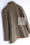 CHANEL 19PF Olive Gray Gold Zipper Wool Tweed Jacket 36 シャネル オリーブ グレー ゴールド ジッパー ウール ツイード ジャケット 即発