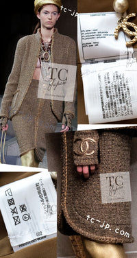 CHANEL 19PF Olive Gray Gold Zipper Wool Tweed Jacket 36 シャネル オリーブ グレー ゴールド ジッパー ウール ツイード ジャケット 即発