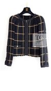 CHANEL 09A Black Metallic Gold Check Wool Tweed Jacket 34 シャネル ブラック メタリック ゴールド チェック ウール ツイード ジャケット 即発