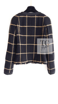 CHANEL 09A Black Metallic Gold Check Wool Tweed Jacket 34 シャネル ブラック メタリック ゴールド チェック ウール ツイード ジャケット 即発