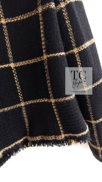 CHANEL 09A Black Metallic Gold Check Wool Tweed Jacket 34 シャネル ブラック メタリック ゴールド チェック ウール ツイード ジャケット 即発