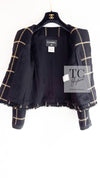 CHANEL 09A Black Metallic Gold Check Wool Tweed Jacket 34 シャネル ブラック メタリック ゴールド チェック ウール ツイード ジャケット 即発