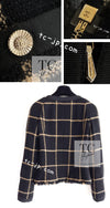 CHANEL 09A Black Metallic Gold Check Wool Tweed Jacket 34 シャネル ブラック メタリック ゴールド チェック ウール ツイード ジャケット 即発