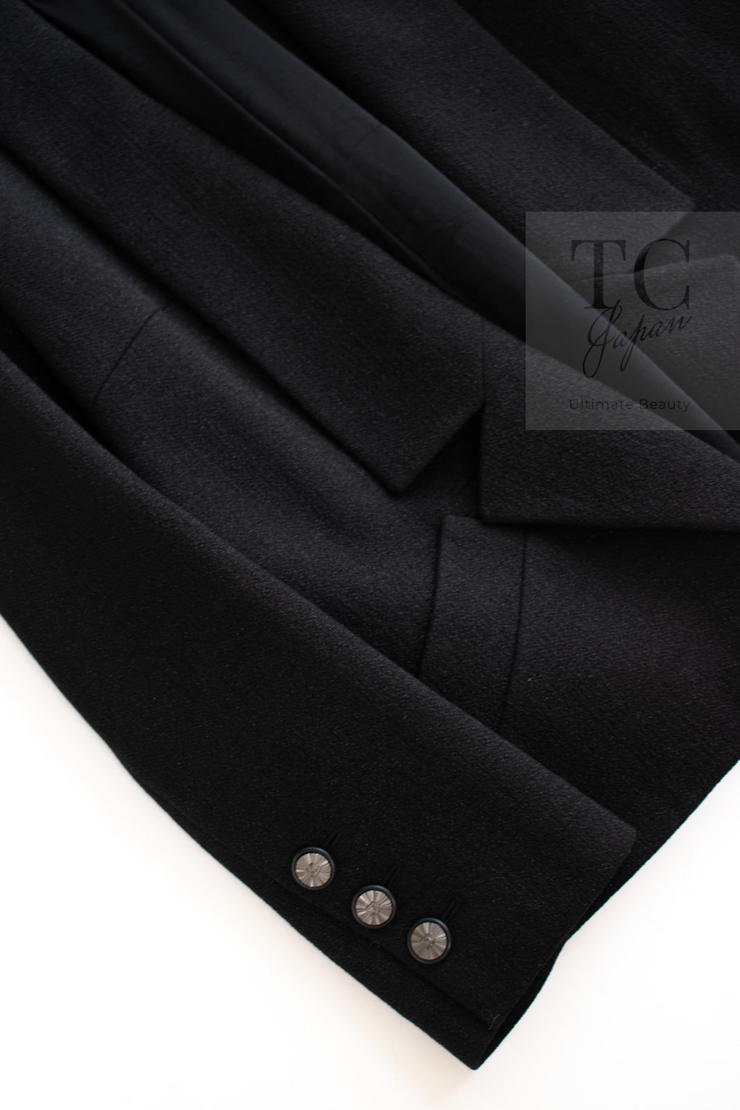 CHANEL 14B Black Metallic CC Buttons Wool Tweed Blazer Jacket 42 シャネル ブラック メタリック ココボタン ウール ツイード ブレザー ジャケット 即発