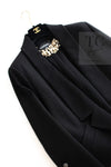 CHANEL 14B Black Metallic CC Buttons Wool Tweed Blazer Jacket 42 シャネル ブラック メタリック ココボタン ウール ツイード ブレザー ジャケット 即発
