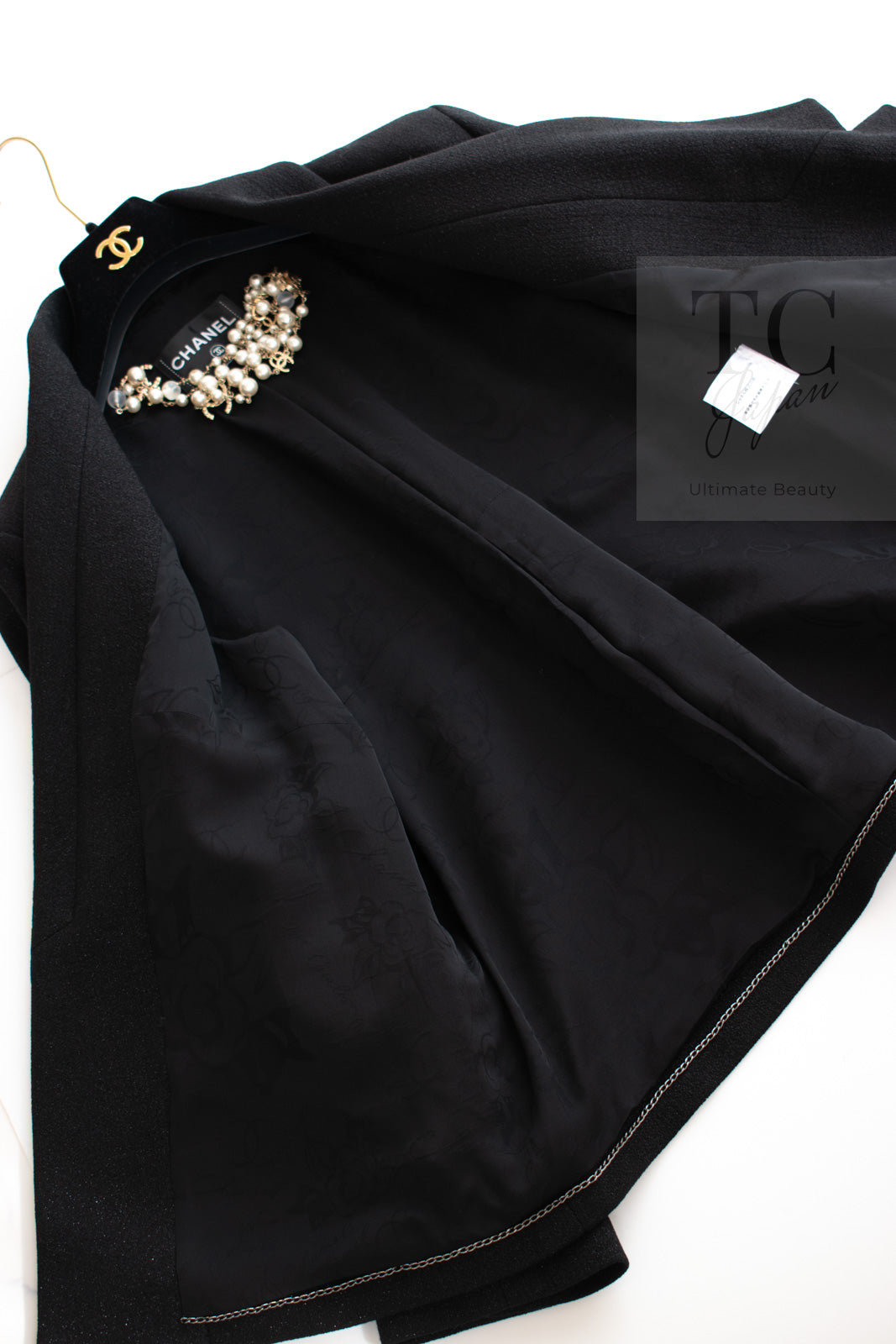 CHANEL 14B Black Metallic CC Buttons Wool Tweed Blazer Jacket 42 シャネル ブラック メタリック ココボタン ウール ツイード ブレザー ジャケット 即発