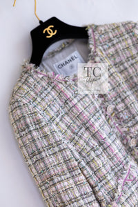 CHANEL 05S Pink Pastel Lesage Tweed Jacket 38 シャネル ピンク パステル ルサージュ デイジー 花 スパンコール ツイード ジャケット 即発