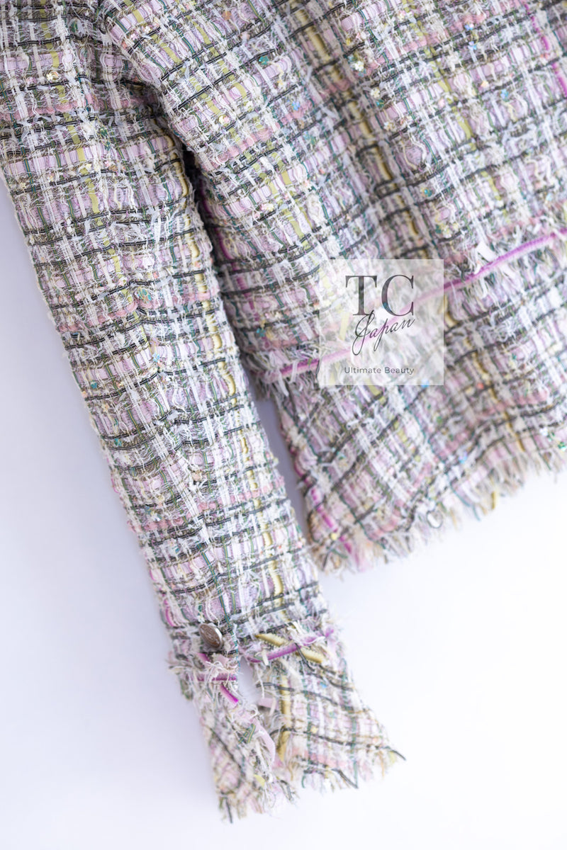 CHANEL 05S Pink Pastel Lesage Tweed Jacket 38 シャネル ピンク パステル ルサージュ デイジー 花 スパンコール ツイード ジャケット 即発