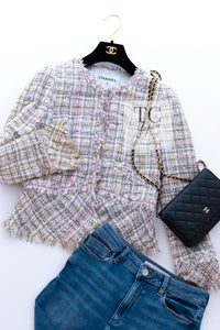 CHANEL 05S Pink Pastel Lesage Tweed Jacket 38 シャネル ピンク パステル ルサージュ デイジー 花 スパンコール ツイード ジャケット 即発