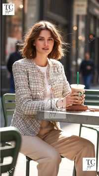 CHANEL 05S pink tweed women's jacket / シャネル レディース ピンク ツイード ジャケット