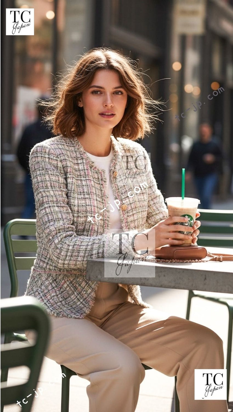 CHANEL 05S Pink Pastel Lesage Tweed Jacket 38 シャネル ピンク パステル ルサージュ デイジー 花 スパンコール ツイード ジャケット 即発