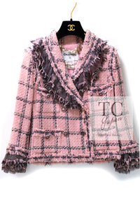 CHANEL 08PF Pink Ruffle Wool Cotton Lesage Tweed Jacket 36 シャネル ピンク フリル ウール コットン ルサージュ ツイード ジャケット 即発