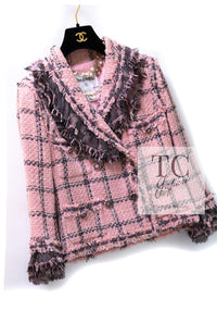 CHANEL 08PF Pink Ruffle Wool Cotton Lesage Tweed Jacket 36 シャネル ピンク フリル ウール コットン ルサージュ ツイード ジャケット 即発