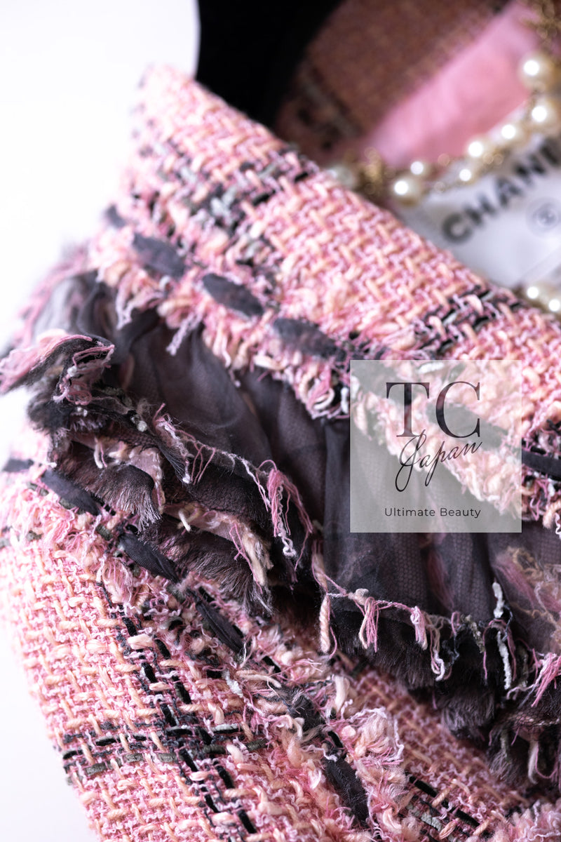 CHANEL 08PF Pink Ruffle Wool Cotton Lesage Tweed Jacket 36 シャネル ピンク フリル ウール コットン ルサージュ ツイード ジャケット 即発