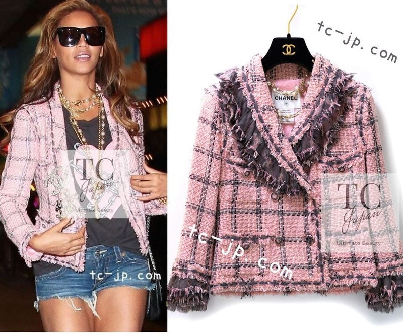 CHANEL 08PF Pink Ruffle Wool Cotton Lesage Tweed Jacket 36 シャネル ピンク フリル ウール コットン ルサージュ ツイード ジャケット 即発