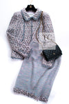 CHANEL 04A Gray Pink Lavender Multi Lesage Tweed Jacket Skirt Suit 36 38 シャネル グレー ピンク ラベンダー マルチカラー ルサージュ ツイード ジャケット スカート スーツ 即発