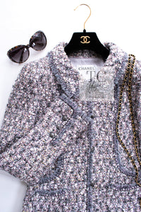 CHANEL 04A Gray Pink Lavender Multi Lesage Tweed Jacket Skirt Suit 36 38 シャネル グレー ピンク ラベンダー マルチカラー ルサージュ ツイード ジャケット スカート スーツ 即発