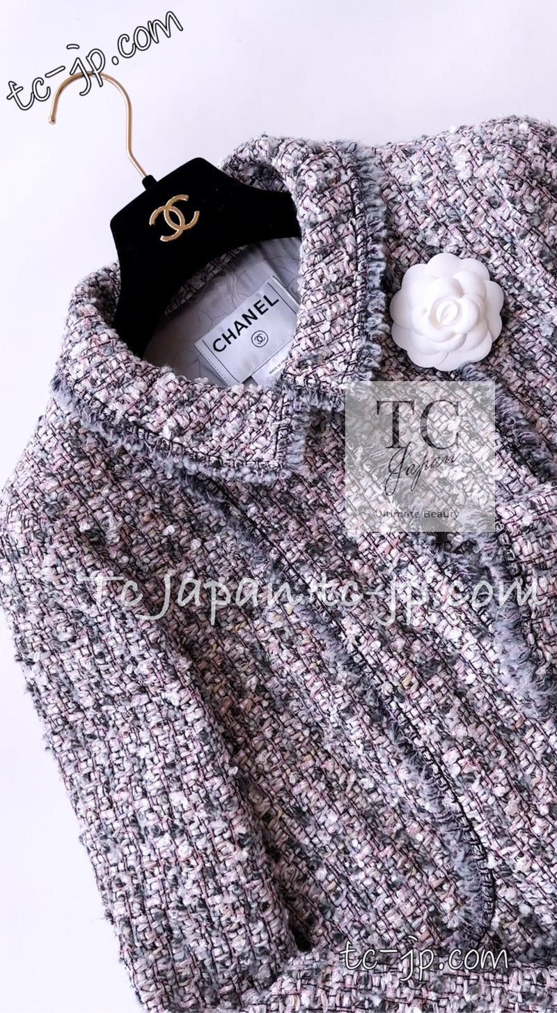 CHANEL 04A Gray Pink Lavender Multi Lesage Tweed Jacket Skirt Suit 36 38 シャネル グレー ピンク ラベンダー マルチカラー ルサージュ ツイード ジャケット スカート スーツ 即発