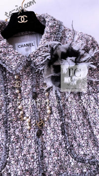 CHANEL 04A Gray Pink Lavender Multi Lesage Tweed Jacket Skirt Suit 36 38 シャネル グレー ピンク ラベンダー マルチカラー ルサージュ ツイード ジャケット スカート スーツ 即発