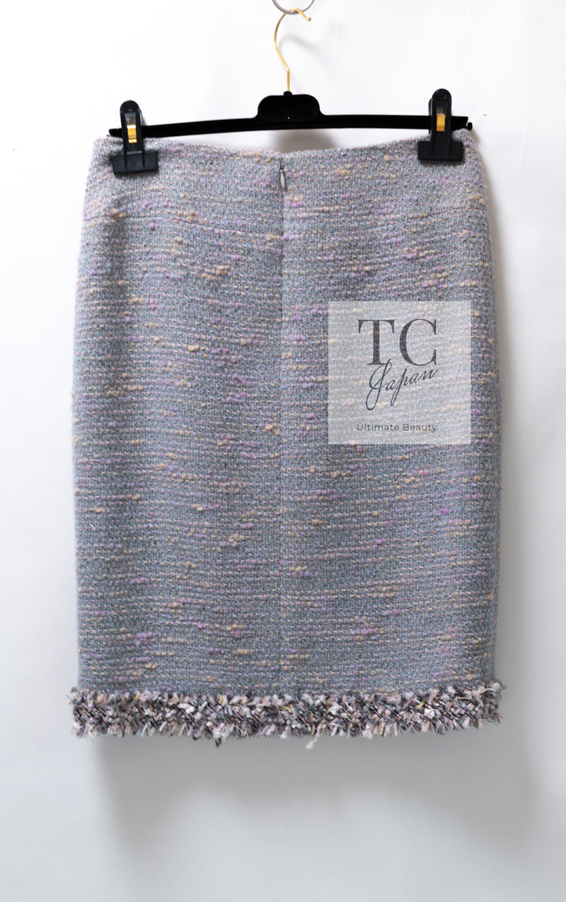 CHANEL 04A Gray Pink Lavender Multi Lesage Tweed Jacket Skirt Suit 36 38 シャネル グレー ピンク ラベンダー マルチカラー ルサージュ ツイード ジャケット スカート スーツ 即発