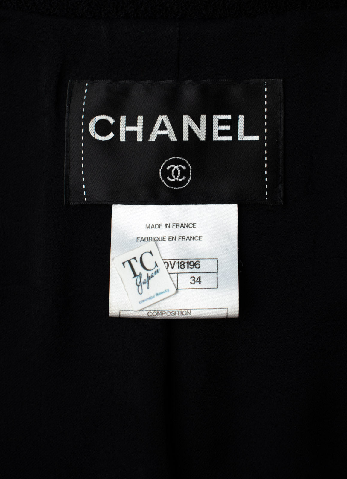 CHANEL Jacket 12C Black Rhinestone CC Buttons Wool Tweed Button 34 | TW